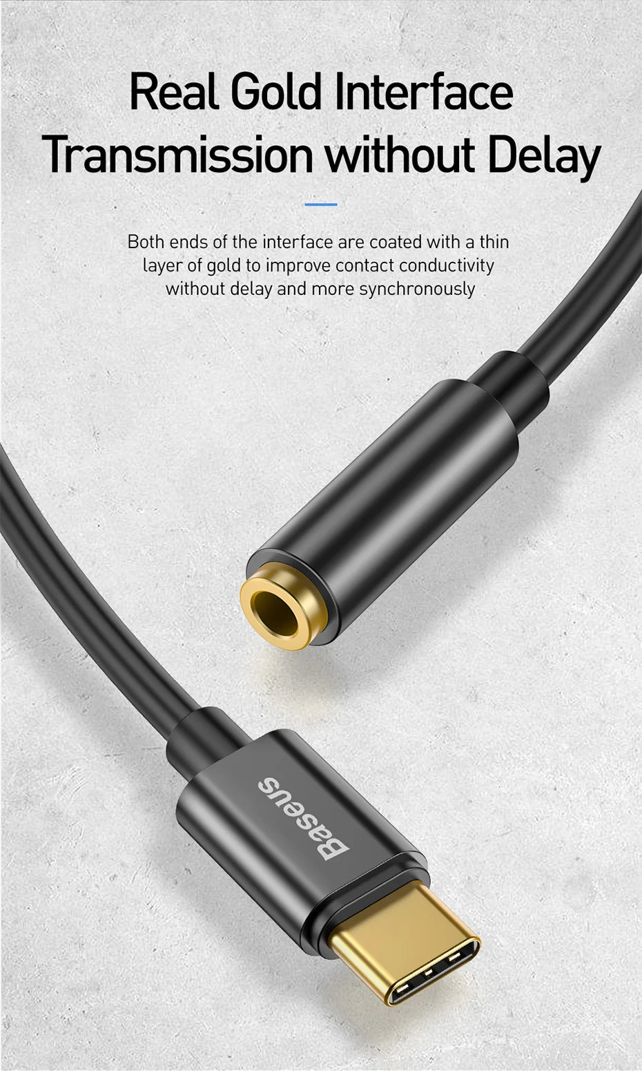 Baseus Type C to 3.5mm Earphone Jack AUX USB C Cable Headphones Adapter 3.5 Jack Audio cable For Huawei P20 Xiaomi Mi 10