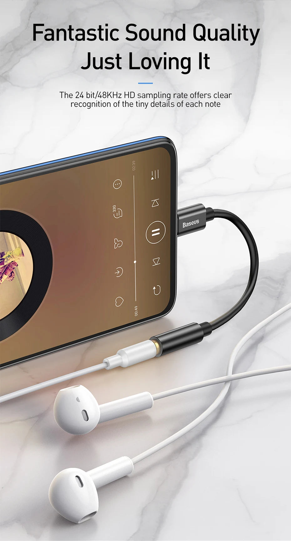 Baseus Type C to 3.5mm Earphone Jack AUX USB C Cable Headphones Adapter 3.5 Jack Audio cable For Huawei P20 Xiaomi Mi 10