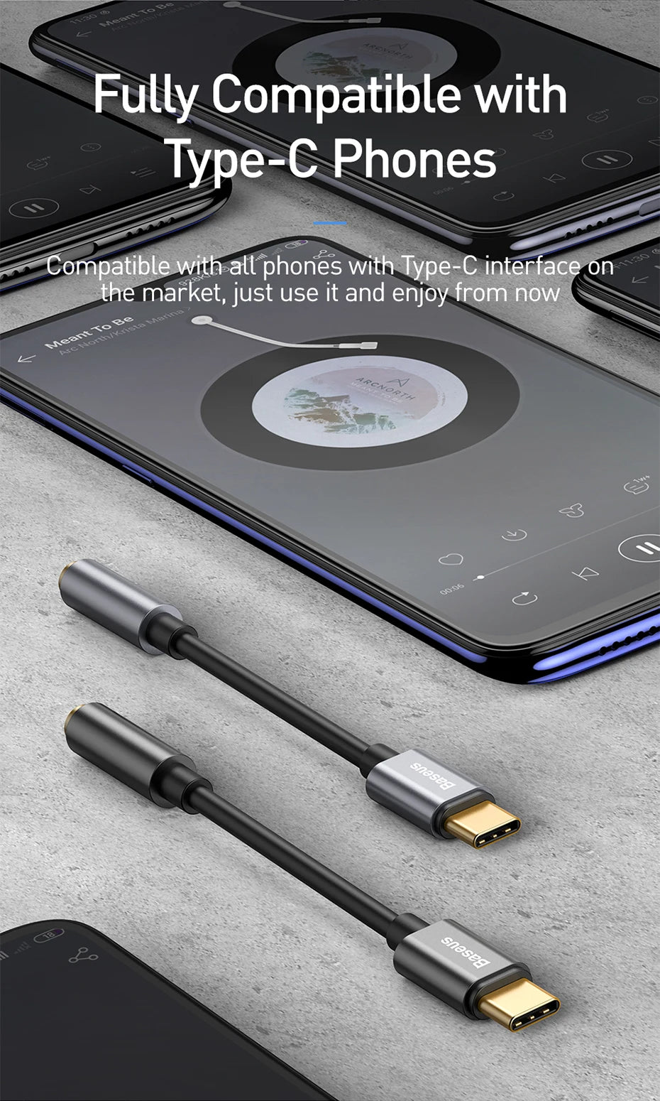 Baseus Type C to 3.5mm Earphone Jack AUX USB C Cable Headphones Adapter 3.5 Jack Audio cable For Huawei P20 Xiaomi Mi 10