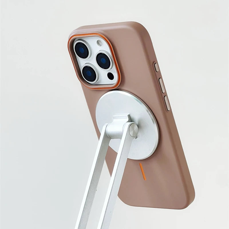 Ultrathin Hit Color For MagSafe Phone Case for iPhone  Wireless Charger Matte Hard PC Cover
