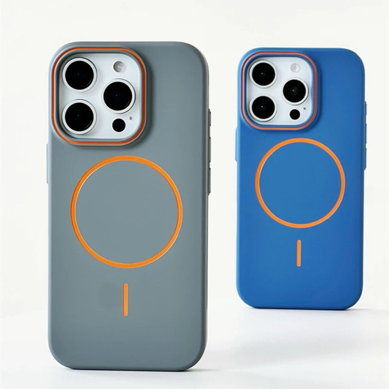 Ultrathin Hit Color For MagSafe Phone Case for iPhone  Wireless Charger Matte Hard PC Cover