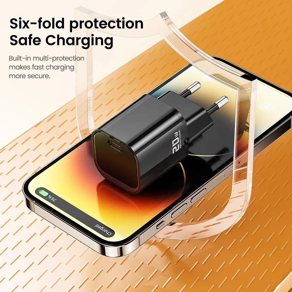 Toocki 20W GaN USB Charger QC 3.0 PD Fast Type C Charger For iPhone 15 14 Pro Max Xiaomi Samsung S23 Type C Mini Phone Charger