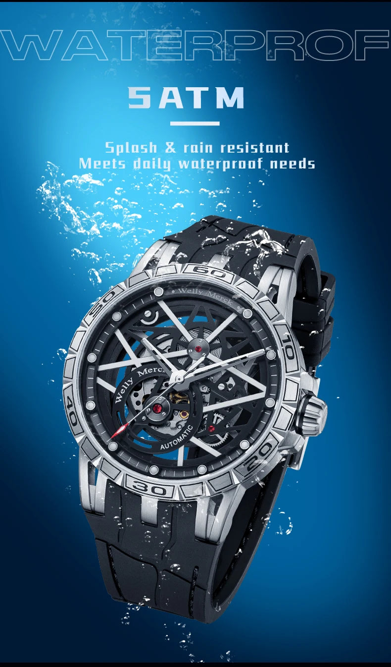 WM Watch Mechanical Watch, 8205 movement, 316L stainless steel case, sapphire crystal glass, 50m water resistance WM143M