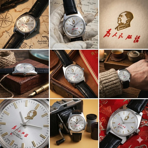 7120 Hand-Wind Mechanical Watch Men 36mm Retro Business Timepiece Classic Simple Look