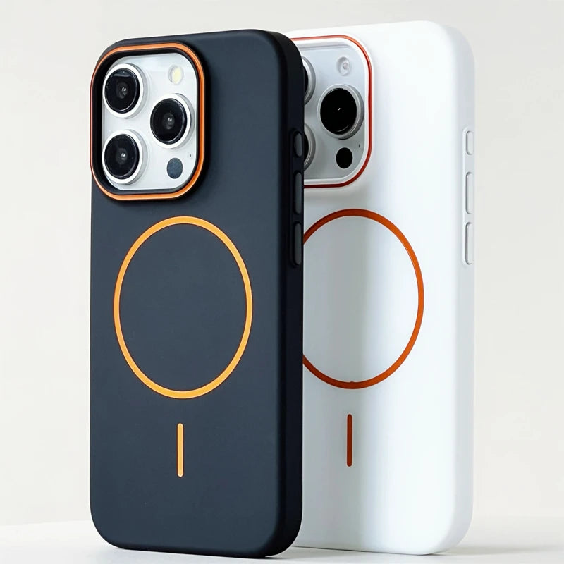 Ultrathin Hit Color For MagSafe Phone Case for iPhone  Wireless Charger Matte Hard PC Cover