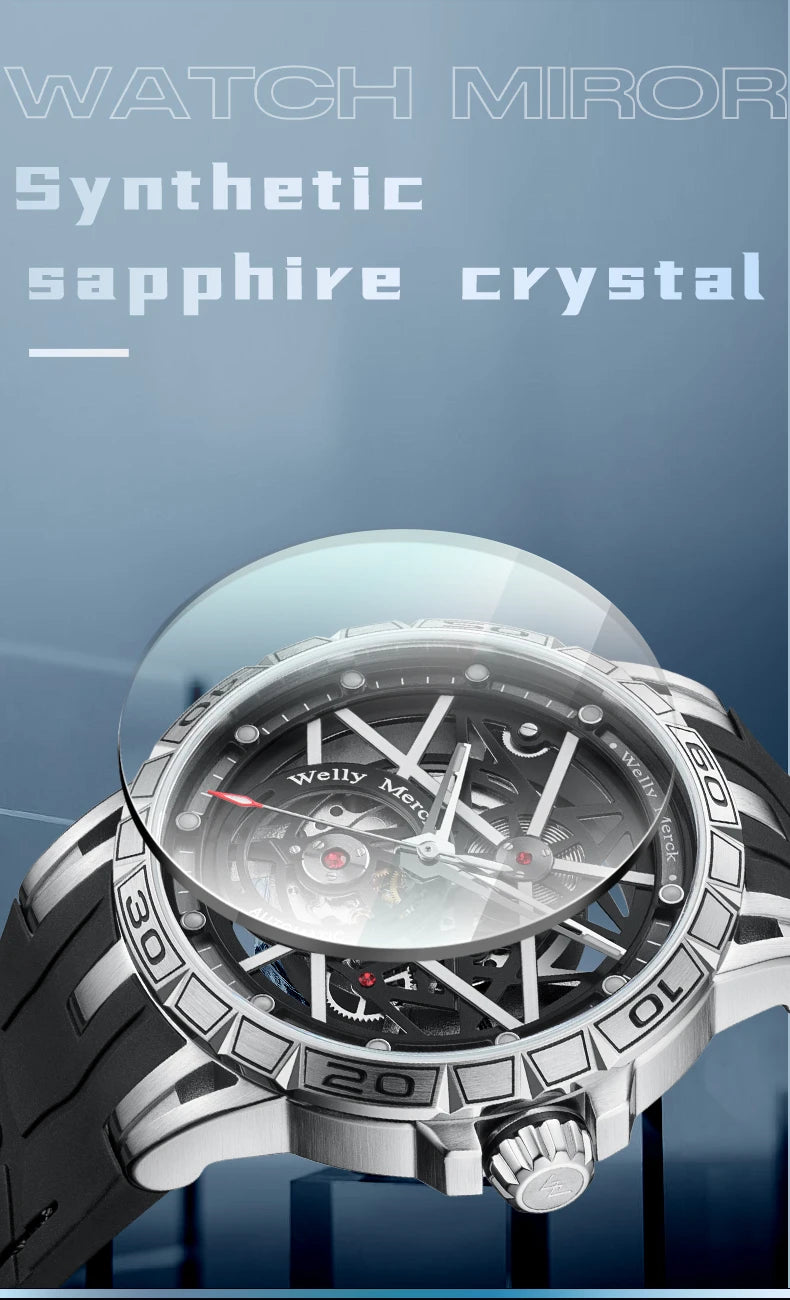 WM Watch Mechanical Watch, 8205 movement, 316L stainless steel case, sapphire crystal glass, 50m water resistance WM143M