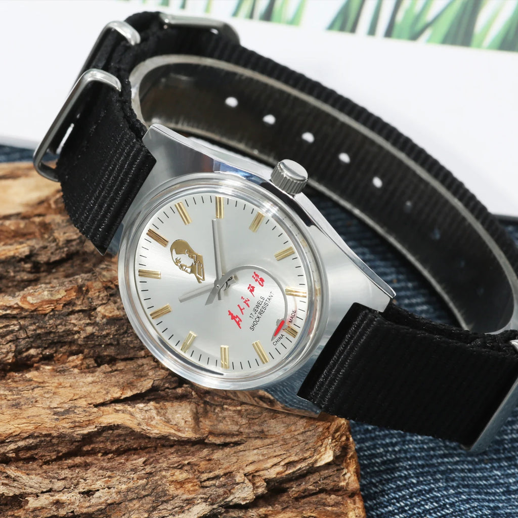 7120 Hand-Wind Mechanical Watch Men 36mm Retro Business Timepiece Classic Simple Look
