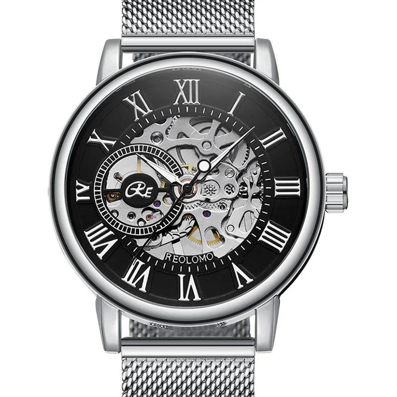 Mechanical Hand Wind Watch for Men Top Brand Luxury Fashion Skeleton Mesh Strap Wristwatch Male Clock Montre Homme Drop Shipping