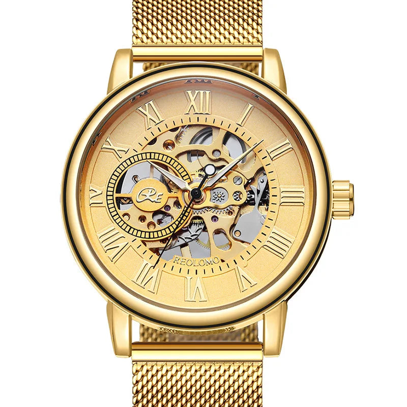 Mechanical Hand Wind Watch for Men Top Brand Luxury Fashion Skeleton Mesh Strap Wristwatch Male Clock Montre Homme Drop Shipping