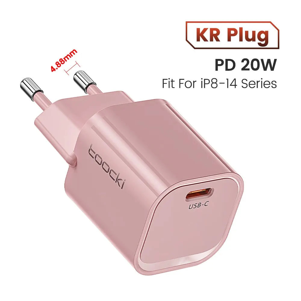 Toocki 20W GaN USB Charger QC 3.0 PD Fast Type C Charger For iPhone 15 14 Pro Max Xiaomi Samsung S23 Type C Mini Phone Charger