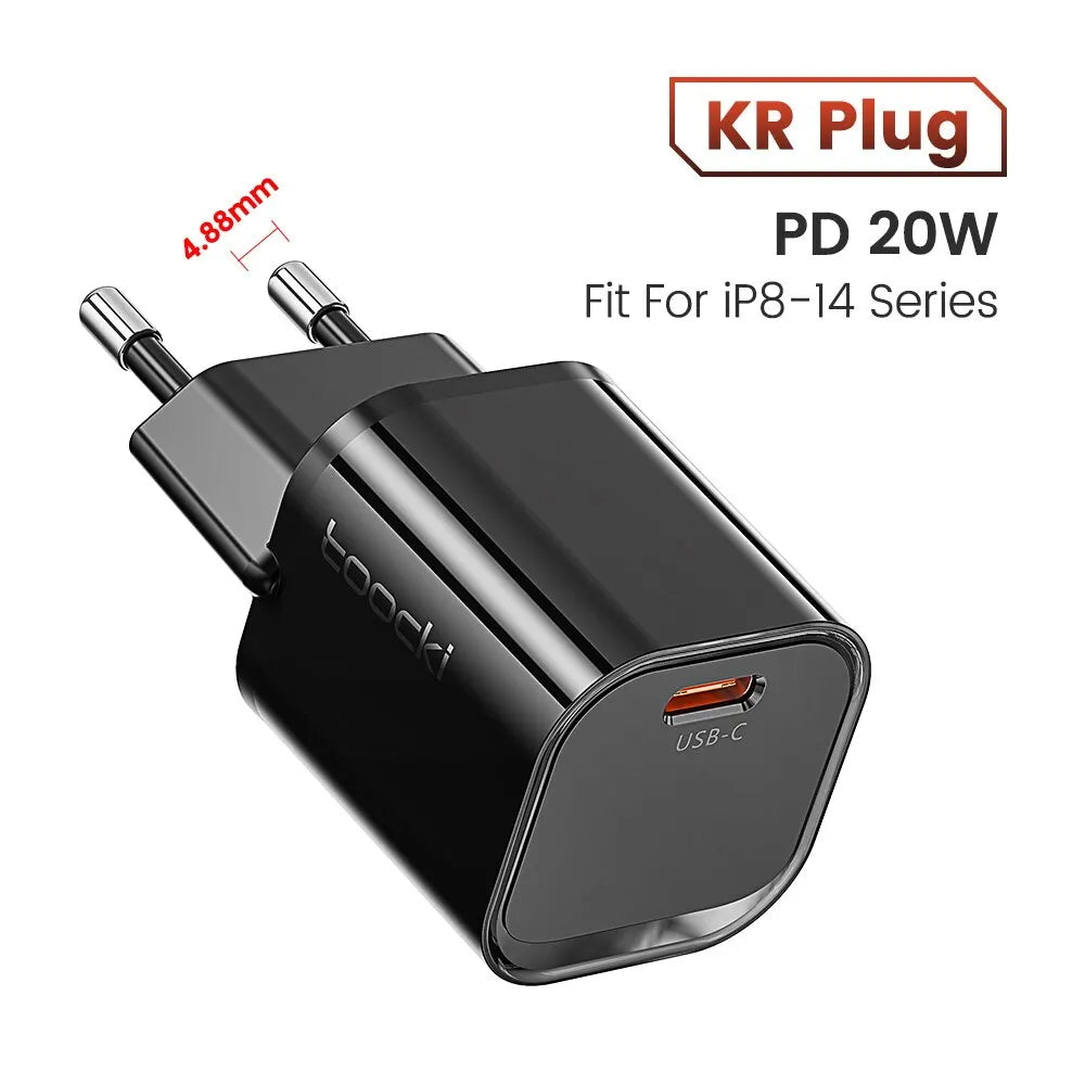 Toocki 20W GaN USB Charger QC 3.0 PD Fast Type C Charger For iPhone 15 14 Pro Max Xiaomi Samsung S23 Type C Mini Phone Charger