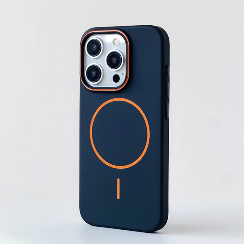 Ultrathin Hit Color For MagSafe Phone Case for iPhone  Wireless Charger Matte Hard PC Cover