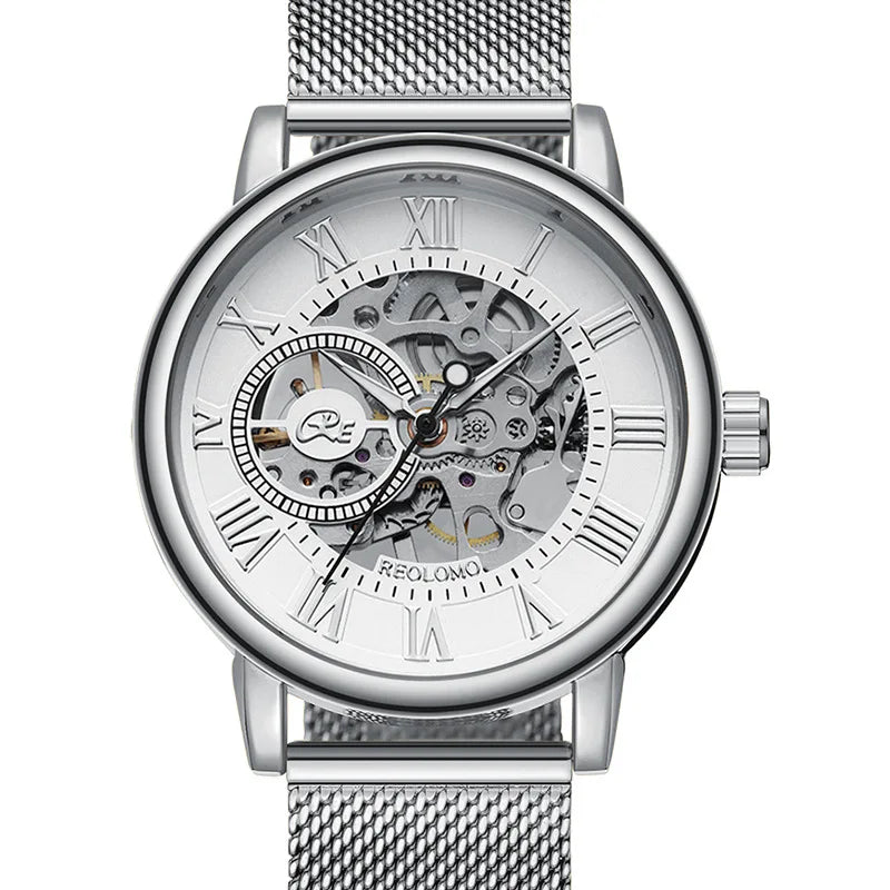 Mechanical Hand Wind Watch for Men Top Brand Luxury Fashion Skeleton Mesh Strap Wristwatch Male Clock Montre Homme Drop Shipping