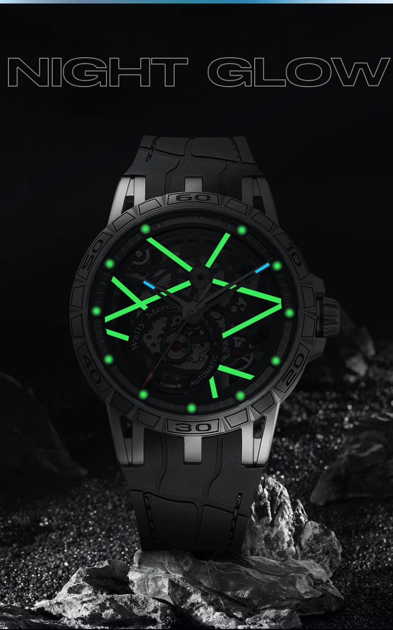 WM Watch Mechanical Watch, 8205 movement, 316L stainless steel case, sapphire crystal glass, 50m water resistance WM143M