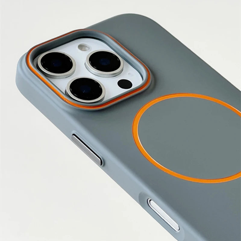 Ultrathin Hit Color For MagSafe Phone Case for iPhone  Wireless Charger Matte Hard PC Cover