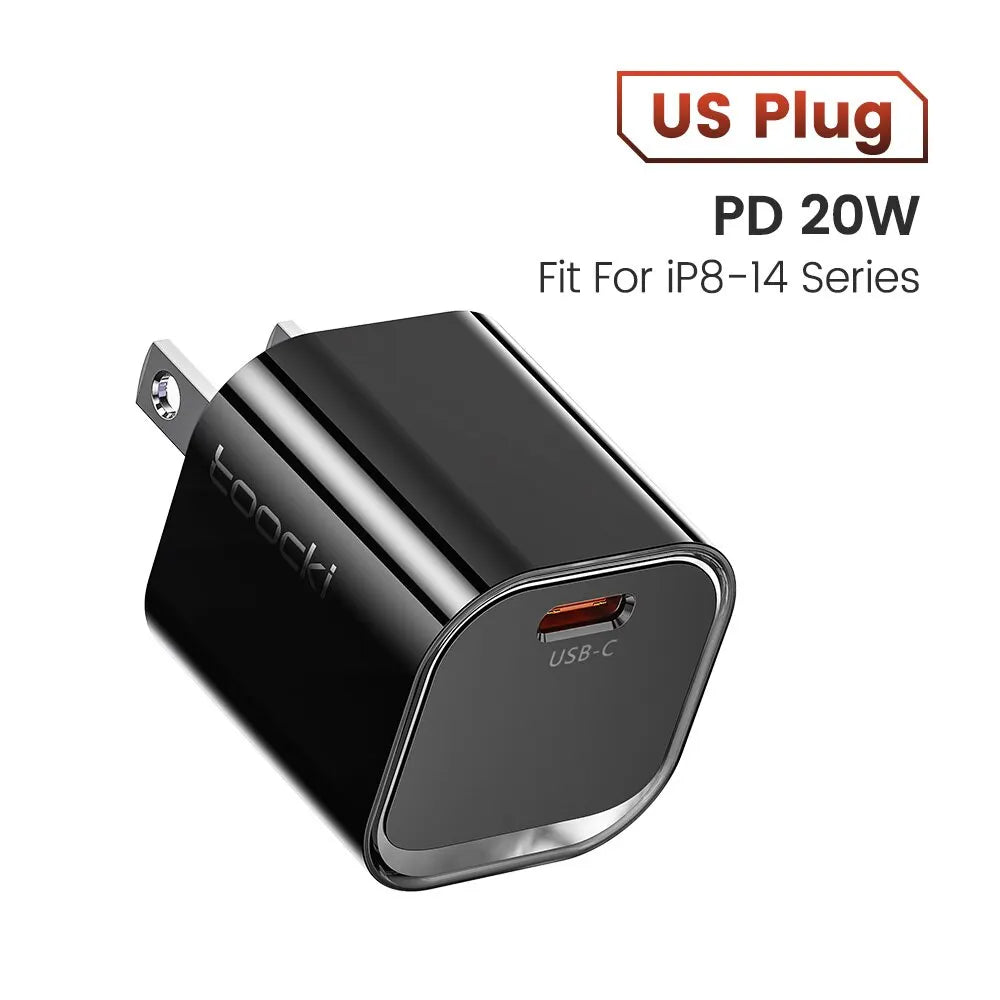 Toocki 20W GaN USB Charger QC 3.0 PD Fast Type C Charger For iPhone 15 14 Pro Max Xiaomi Samsung S23 Type C Mini Phone Charger