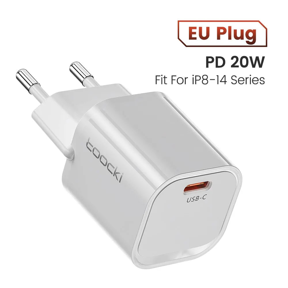 Toocki 20W GaN USB Charger QC 3.0 PD Fast Type C Charger For iPhone 15 14 Pro Max Xiaomi Samsung S23 Type C Mini Phone Charger
