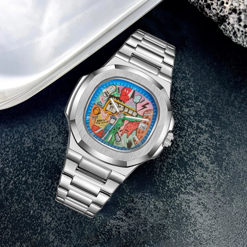 High-quality Hand-painted Men's Wristwatch, Genuine Product of a Trendy and Fashionable Brand, New Model Launched in 2025, a Nic