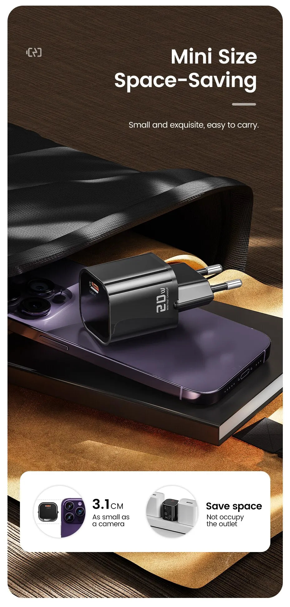 Toocki 20W GaN USB Charger QC 3.0 PD Fast Type C Charger For iPhone 15 14 Pro Max Xiaomi Samsung S23 Type C Mini Phone Charger