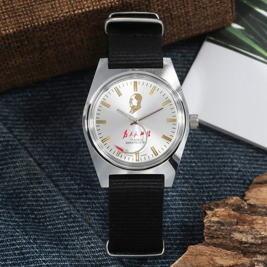 7120 Hand-Wind Mechanical Watch Men 36mm Retro Business Timepiece Classic Simple Look