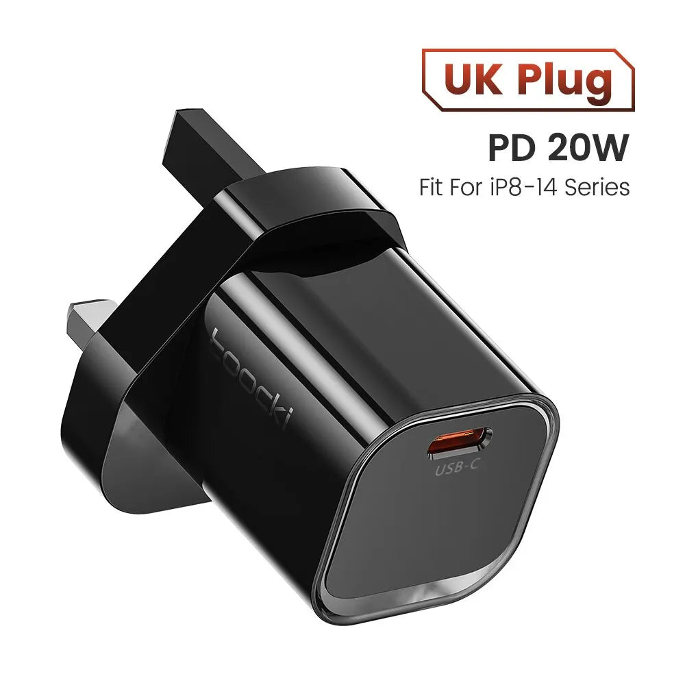 Toocki 20W GaN USB Charger QC 3.0 PD Fast Type C Charger For iPhone 15 14 Pro Max Xiaomi Samsung S23 Type C Mini Phone Charger